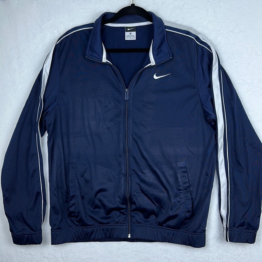 Nike Men's Warm-up Jacket Blue White Medium